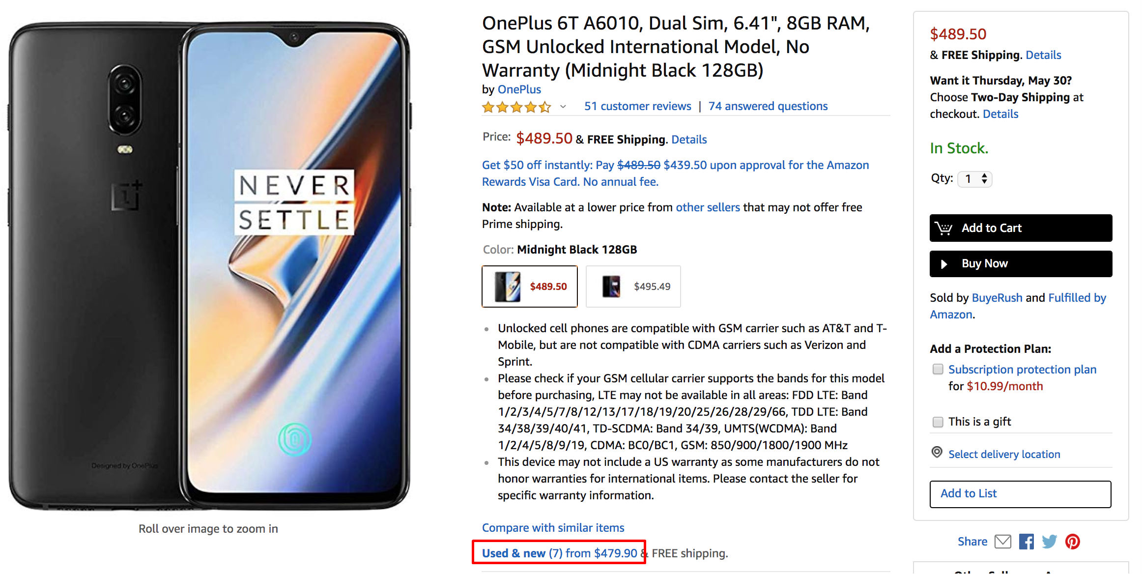 An example Product Landing Page on Amazon.com showing Offer Summaries (Highlighted)